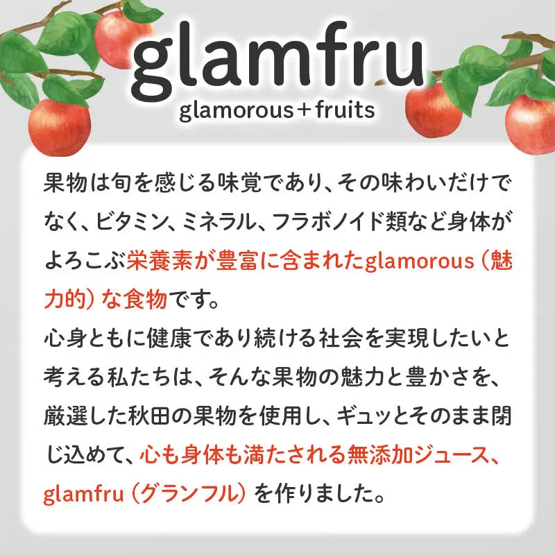 100％無添加りんごジュース『glamfru』3種 合計20袋セット