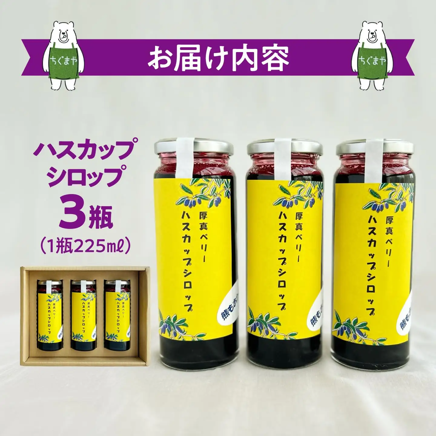 北海道厚真町産ハスカップシロップ3瓶セット【株式会社知熊屋】 [AXBN004]