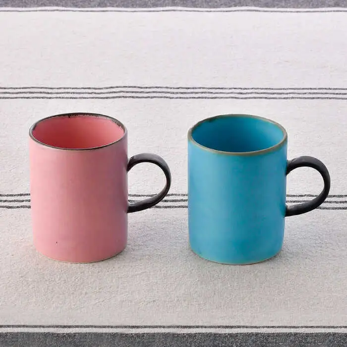 【波佐見焼】ペアマグカップ・プレート カラフル/数字柄 オリジナルセット【陶もと/奥川陶器】[NB132]