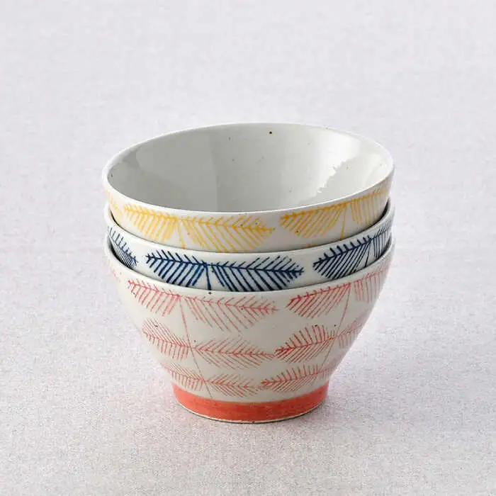【波佐見焼】カラフル小鉢・お茶碗セット レース柄 木の葉柄 6点【トーエー/堀江陶器】[NB135]