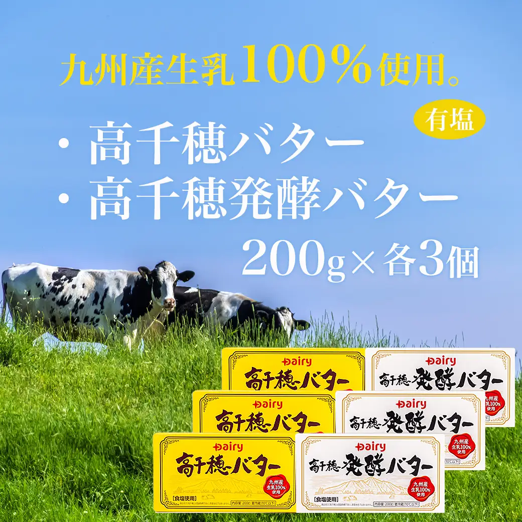 高千穂バター&発酵バター各3個セット〔16-2302〕_(都城市) 高千穂