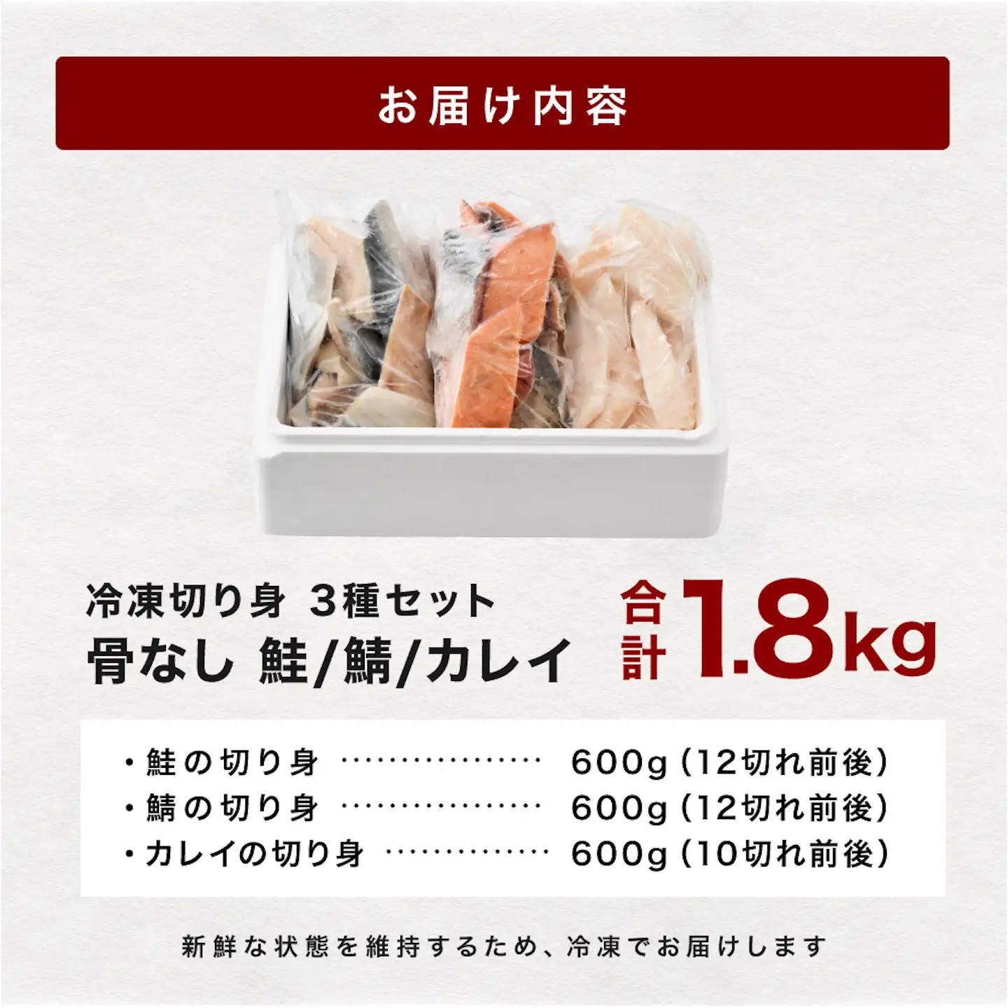 骨なし鮭・鯖・カレイ 冷凍切り身3種セット（各600g×3種）計1.8kgさけ サケ 