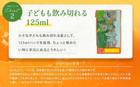 【9回定期便】 ジューシー みかんジュース 100％ （学給） 125ml×36本 みかん ミカン 蜜柑 ジュース オレンジジュース 飲料 紙パック 国産 熊本県