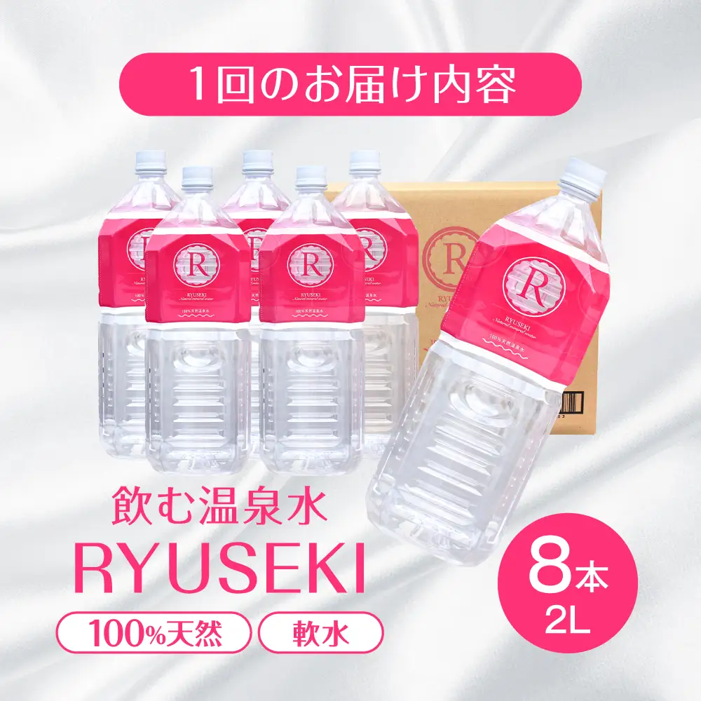 【全12回定期便】天然温泉水 RYUSEKI 2L×8本 温泉水 [ARCD003]
