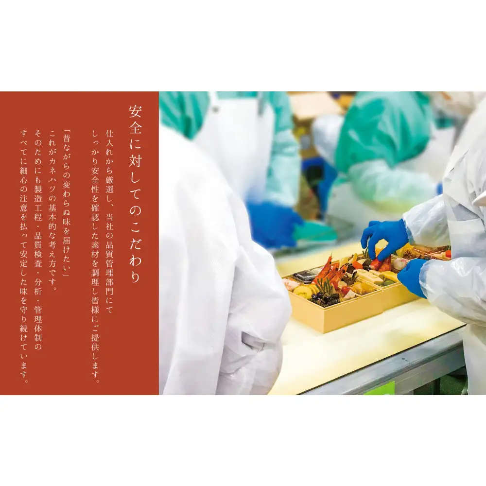 【12月31日着】カネハツ　冷蔵おせち　和風一段重　彩椿　二人前　全19品