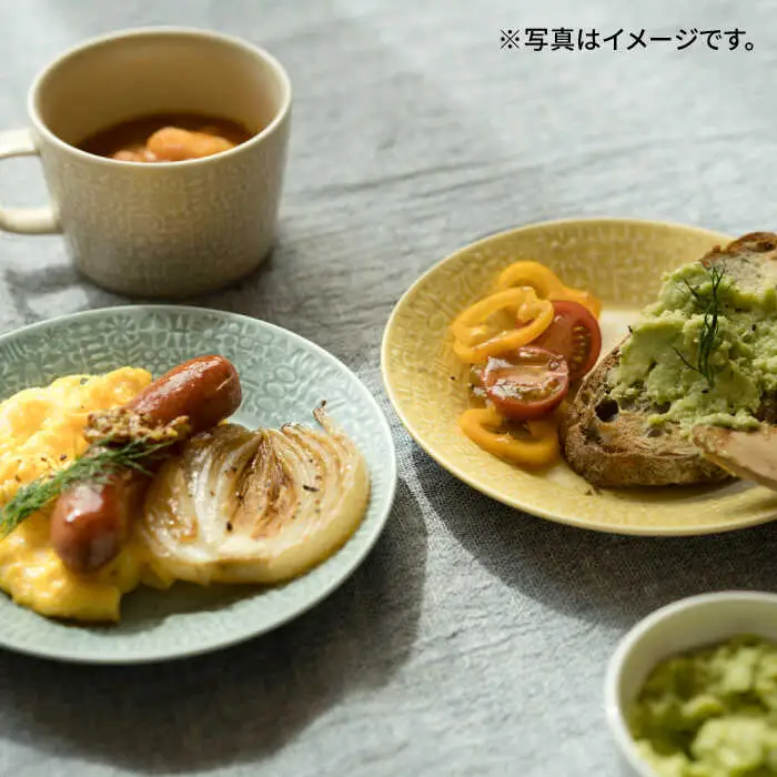 【波佐見焼】PATTERNED PLATE・MUG ペア 4点セット morning mist + antique rose　【BIRDS’ WORDS】[CF084]
