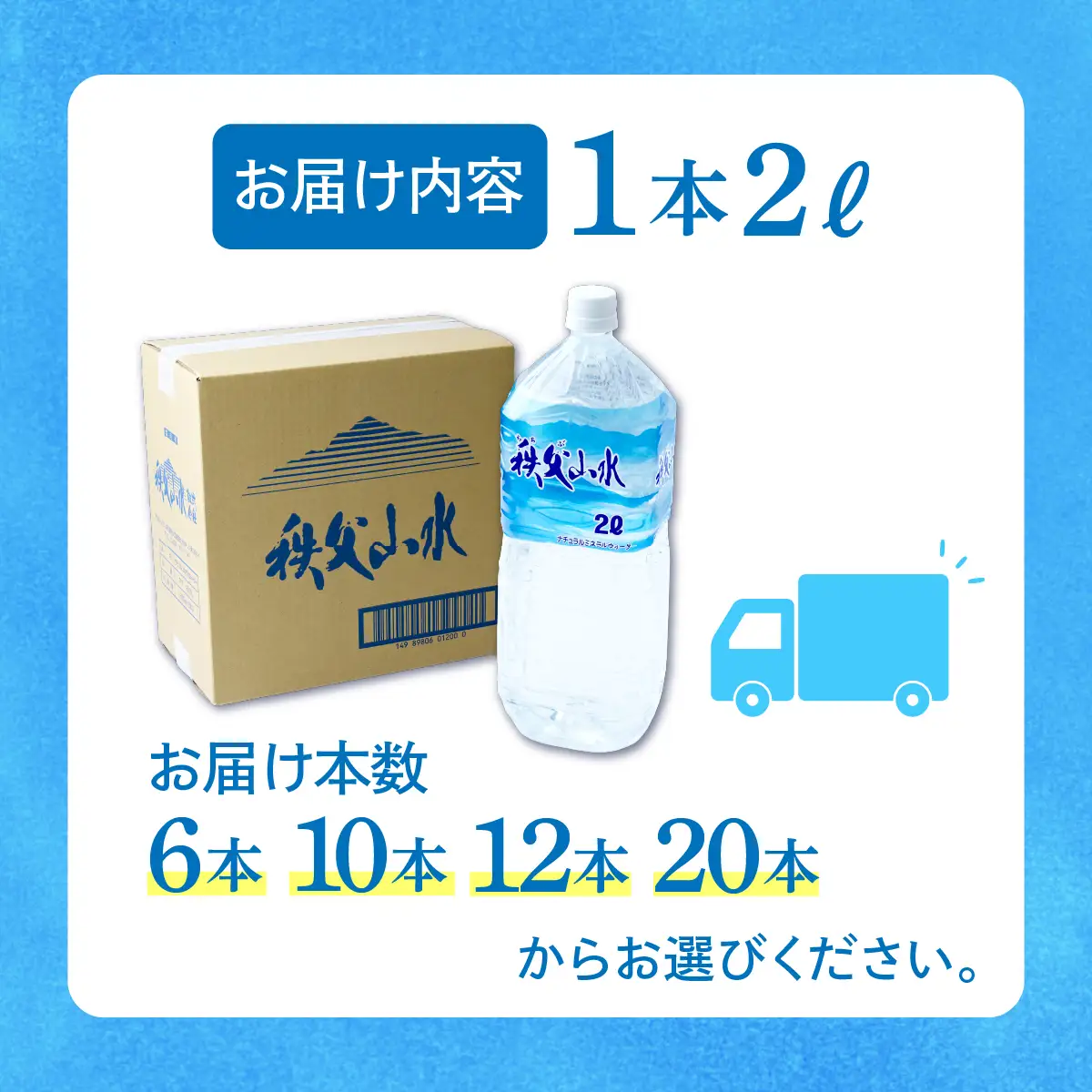 秩父の天然水「秩父山水」2L×12本｜1年保存可 天然水 ミネラルウォーター 横瀬町