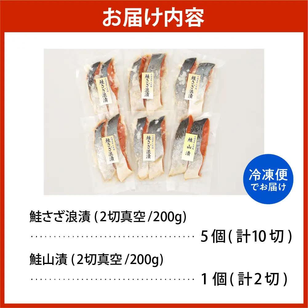 佐藤水産 鮭さざ浪漬(塩糀漬)10切＆鮭山漬2切【KAT-602】