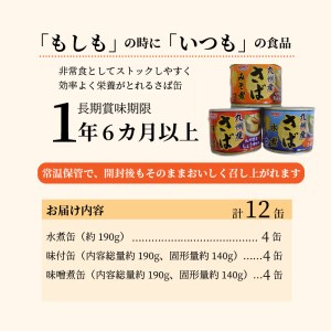 ＊さば缶セット(3種×各4缶)【B0-022】