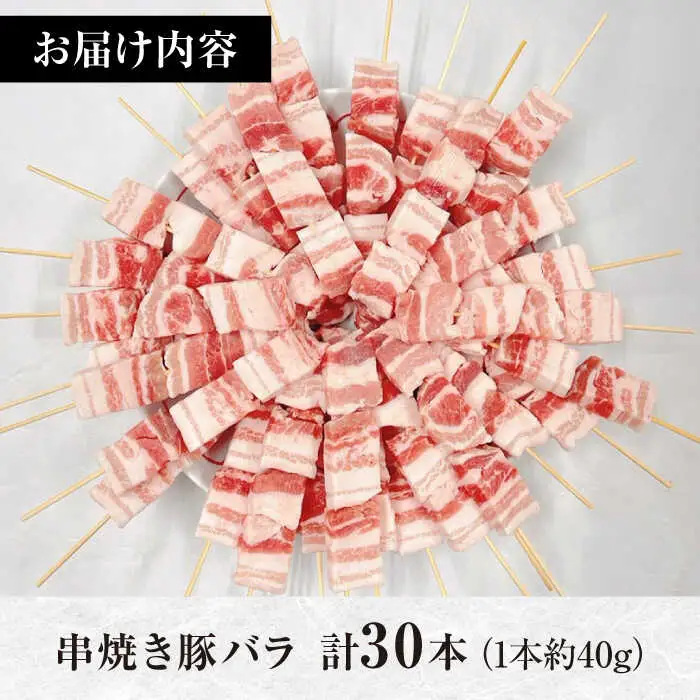 【旨味凝縮！満足セット】国産 焼き鳥セット 豚バラ 30本 / やきとり ヤキトリ 焼鳥 串セット 国産 冷凍 小分け / 南島原市 / ふるさと企画[SBA079]