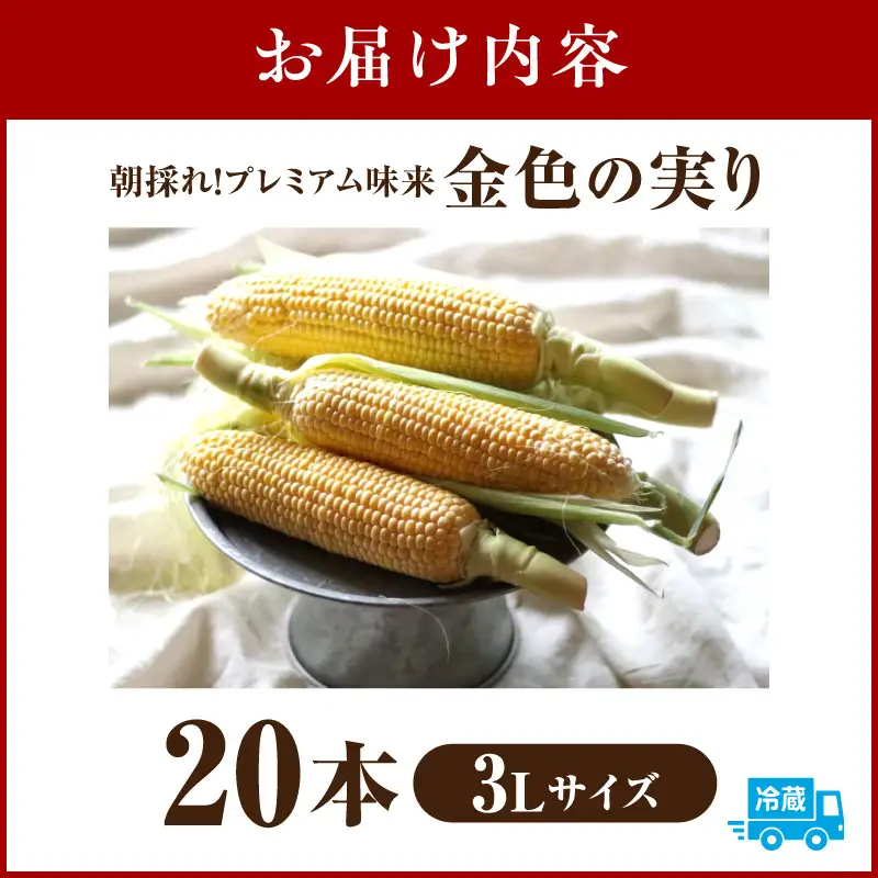 《2027年6月～発送》朝採れ!プレミアム味来～金色の実り～20本・S066-200