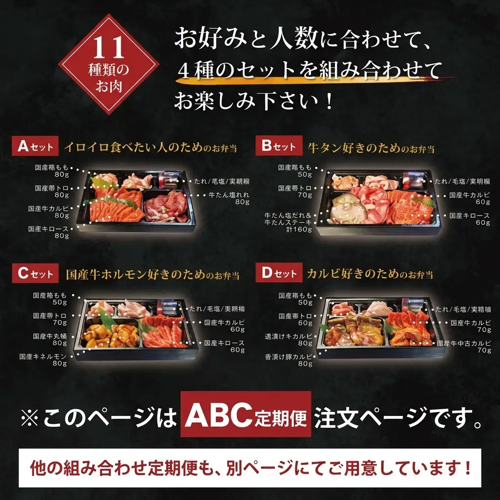 お肉のお弁当セット ABC 毎月届く 焼肉 お肉のお弁当セット【定期便3回】
