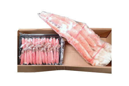 ボイル済み本タラバガニ1.8～2kg、生ずわいポーション500g(25～30本) D-14054