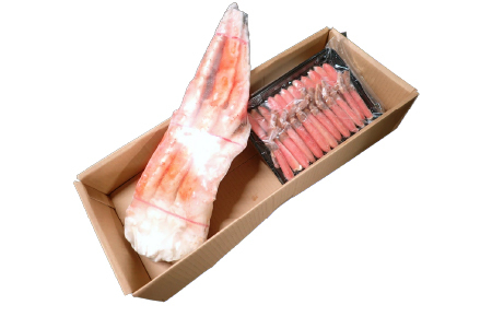 根室海鮮市場＜直送＞ボイル済み本タラバガニ1.8～2kg、生ずわいポーション500g(25～30本) D-28052