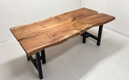 【一点もの】 本桜 銘木 一枚板 ダイニングテーブル _幅1800mm×奥行約890～820mm×高さ705～707mm