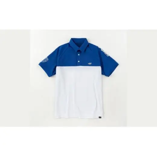 再生ポリエステル使用 サステナブル・ゴルフウェア・ブランド  VIRI DARI ( ヴィリダリ ) GOLF のウェア メンズラグラン半袖ポロ ブルー/ホワイトＬ【ゴルフ ゴルフウェア GOLF VIRIDARI ヴィリダリ ブランド おしゃれ サステナブル 吸水 速乾 UV ケア 着心地 デザイン おすすめ 四日市 四日市市 三重県 贈り物 プレゼント スポーツ アパレル】