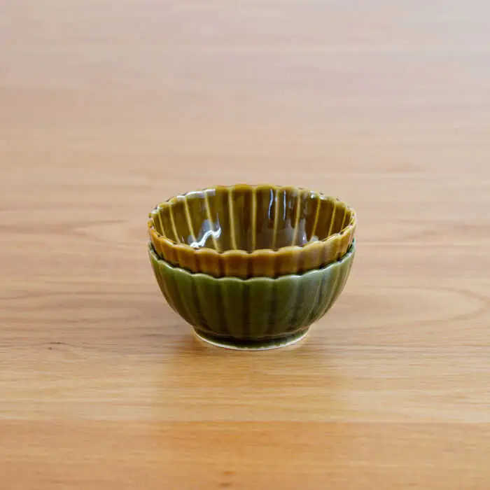 【波佐見焼】花しのぎ 和皿 小付 4点セット 織部・鴬茶 【団陶器】[PB158]