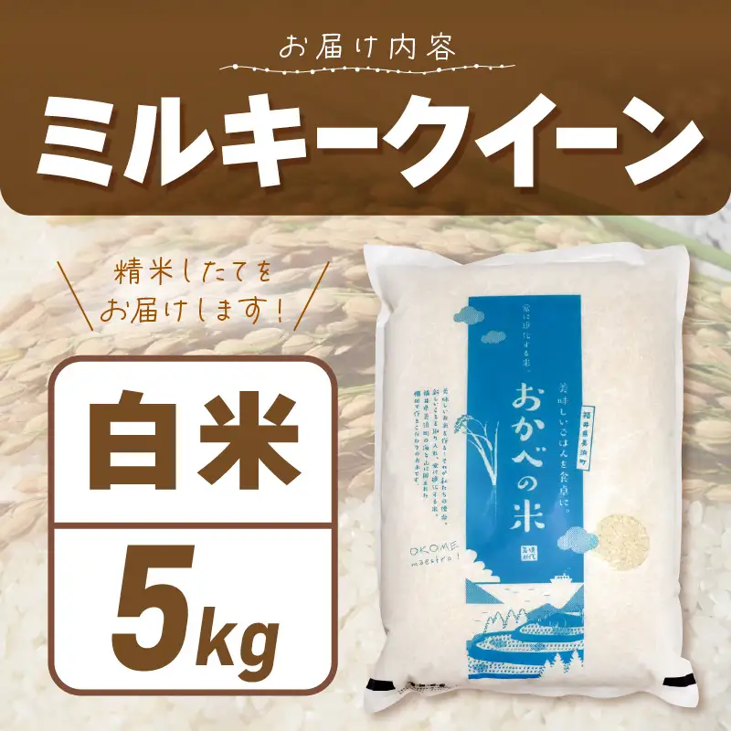 令和8年産 ふっくら モチモチ食感 大人気 濃厚 ミルキークィーン（白米）5kg【新米 米】 [m29-a031]