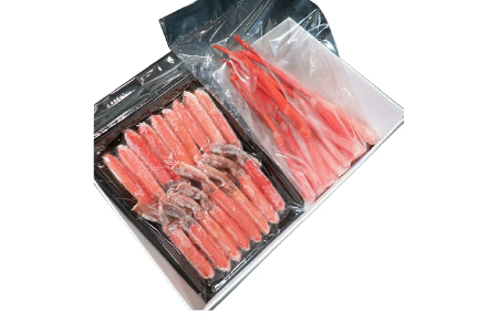 根室海鮮市場＜直送＞お刺身OK！生ずわいがに棒肉ポーション500g・紅ずわいがにポーション400g B-28114