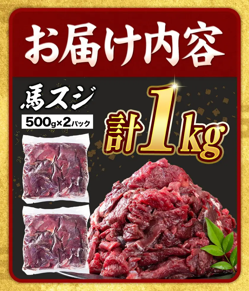 馬肉 馬スジ 500g × 2パック 3kg 3ヶ月定期便 五右衛門フーズ 《お申込み月の翌月から出荷開始》 
