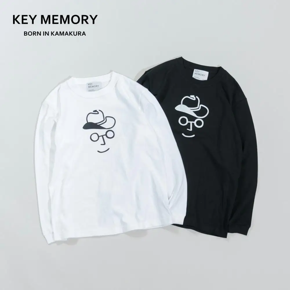 《2》【KEYMEMORY 鎌倉】カウボーイハットイラストロングTシャツ WHITE