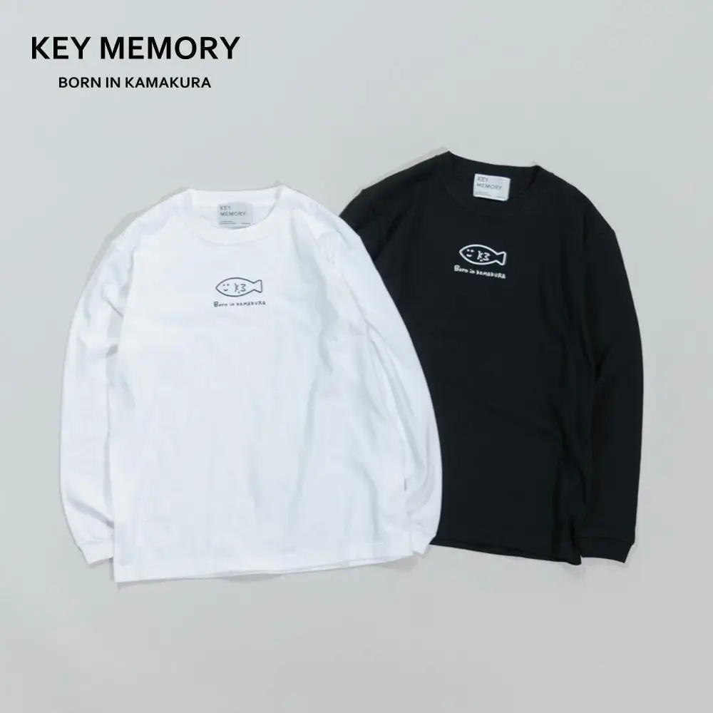 《2》【KEYMEMORY 鎌倉】フィッシュイラストロングTシャツ　BLACK
