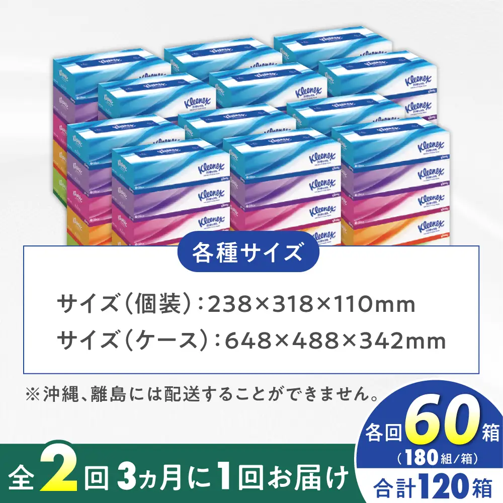 【全2回定期便(3ヵ月に1回)】クリネックス ティシュー 60箱(5箱×12パック ) ティッシュ [BDBH001-2]