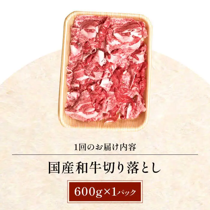 【全3回定期便】国産和牛切落し 600g[AOAI023] 牛肉切り落とし