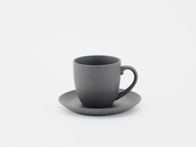 GOOD MORNING　マグカップ200＆プレートセット（gray）【 再生素材 地球にやさしいマグカップ 】