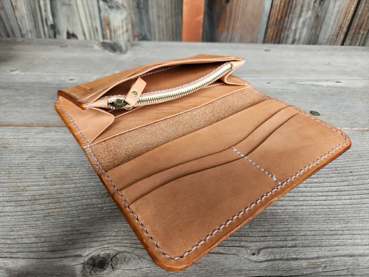 ロングウォレット　Slim(フラワーカービング)本革 牛革 財布 [BFAJ126]