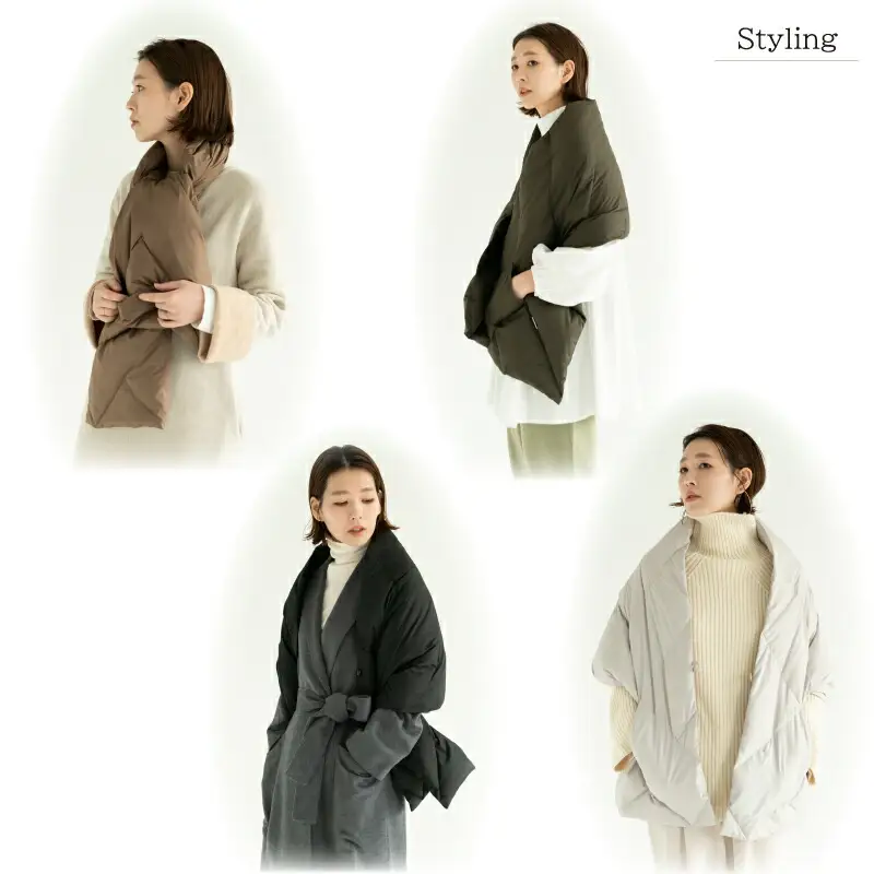 【河田フェザー】 KWD ダウン ショール　DOWN SHAWL ケーダブルディー ダウンショール ポーランド ホワイトグース 90％ 全4色 フェザー マフラー ひざ掛け あったかい 保温 高級 ユニセックス キルトパターン おしゃれ 軽い 日本製
