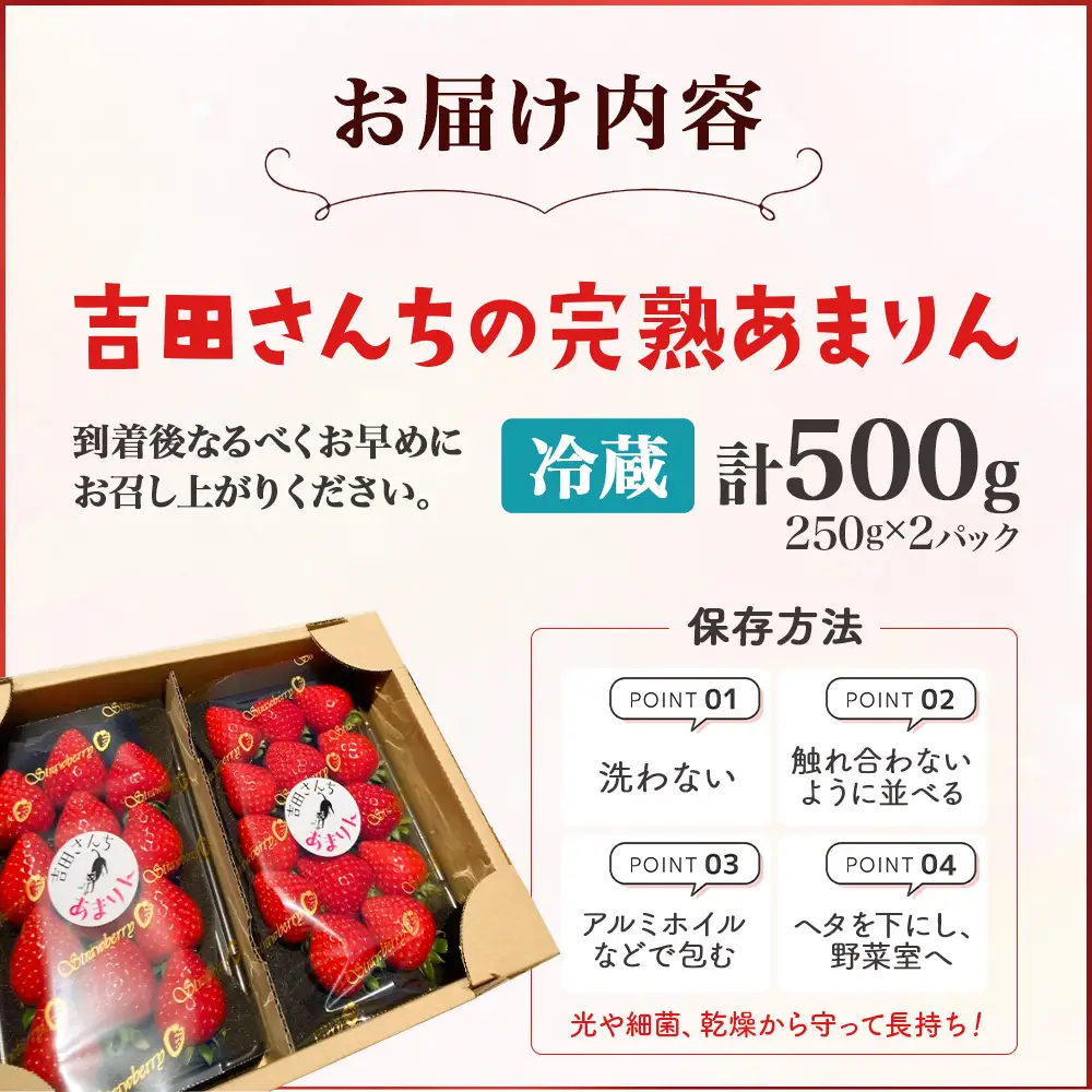 ＜先行予約＞吉田さんちの完熟苺「あまりん」　500g　【11218-0846】