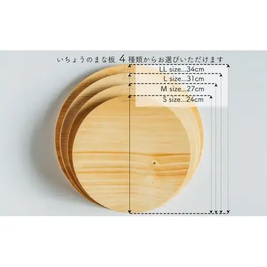 いちょう 一枚板 丸まな板 Mサイズ 27cm 天然木 国産 イチョウ カッティングボード プレート テーブルウェア キッチン 台所 家事 料理