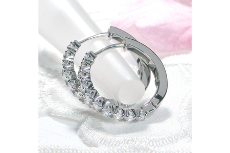 ピアス フープピアス プラチナ PT900 ダイヤモンド 0.35ct レディース 円 丸 輪っか バネ式 キャッチレス 中折れピアス【f215-pt】