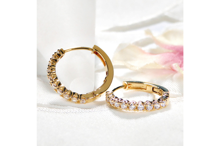 ピアス フープピアス K18YG イエローゴールド ダイヤモンド 0.35ct レディース 18金 円 丸 輪っか バネ式 キャッチレス 中折れピアス【f215-k18yg】