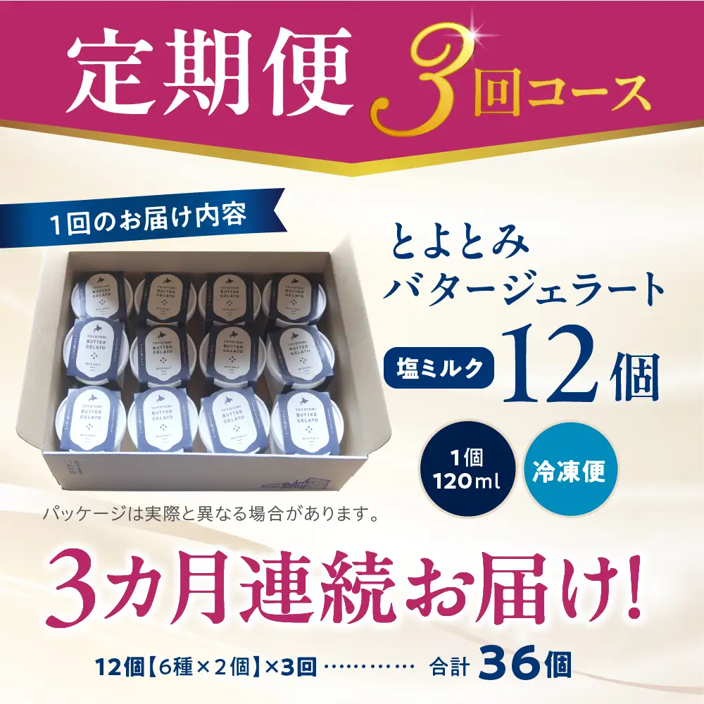 【定期便 3か月】とよとみバタージェラート 塩ミルク 12個セット