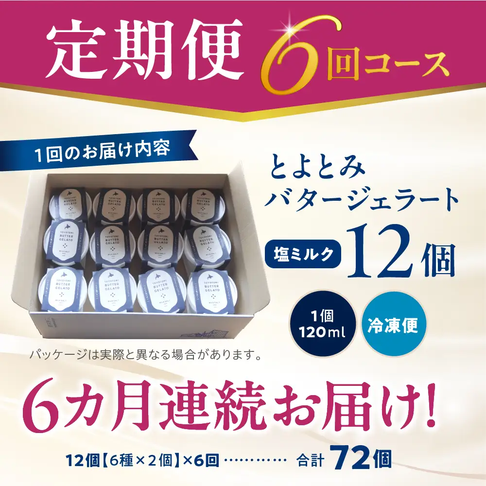 【定期便 6か月】とよとみバタージェラート 塩ミルク 12個セット