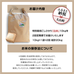 MR-17　減農薬・減化学肥料　特別栽培米こしひかり頒布会（白米10kg×2回）