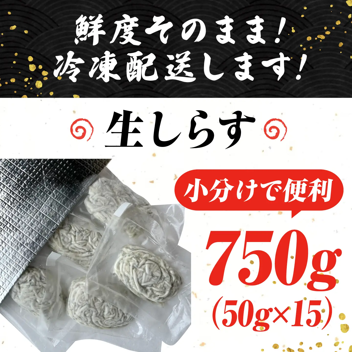 冷凍生しらす50g×15個 しらす[XCN003]
