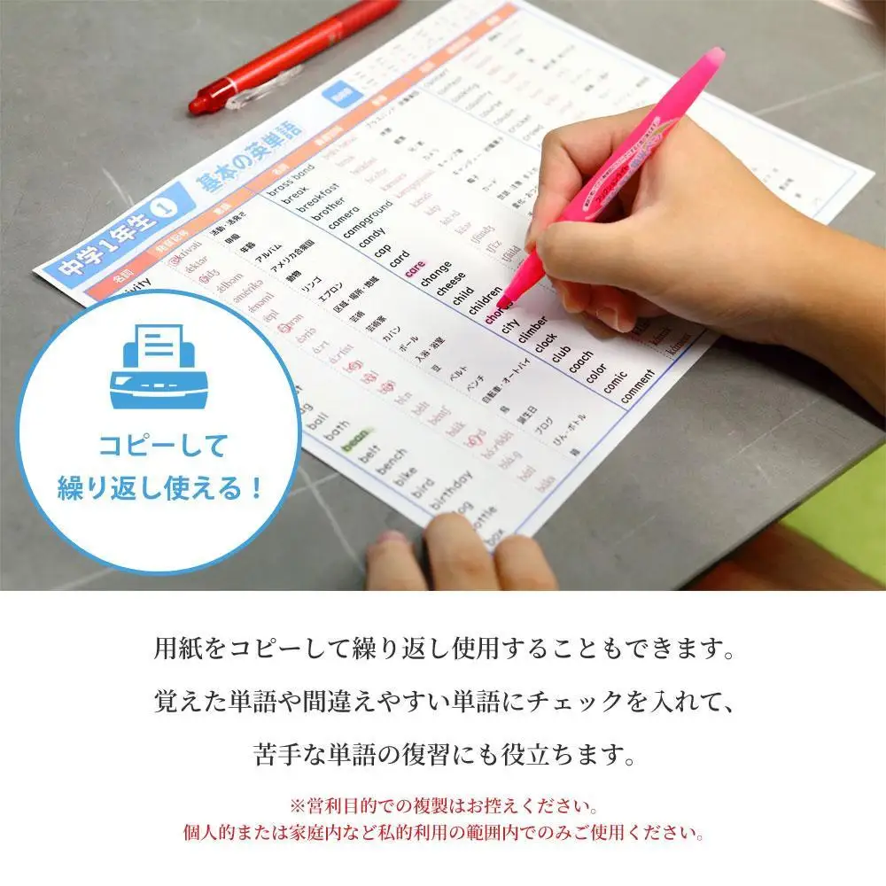 学習ポスター　英語　中学三年　基本の英単語【A4ユポ紙6枚＋A4コート紙6枚セット】