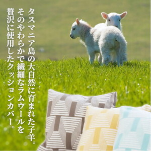 【2枚組】 洗えるタスマニアラムウール混クッションカバー45×45cm