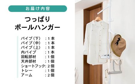 daim つっぱりポールハンガー 2.2m～2.7m (グレーストライプ) 屋内用 伸縮式 耐荷重：30kg 【ポールハンガー 突っ張り棒 つっぱり棒 ハンガーラック コート コートハンガー 洋服掛け 鞄 カバン 新生活 引っ越し】 [A-18406]
