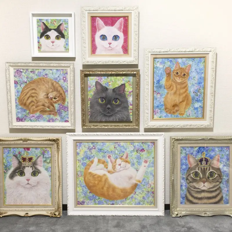 猫作家福嶋吾然有が描く、猫のセミオーダー絵画 S4号サイズ 猫