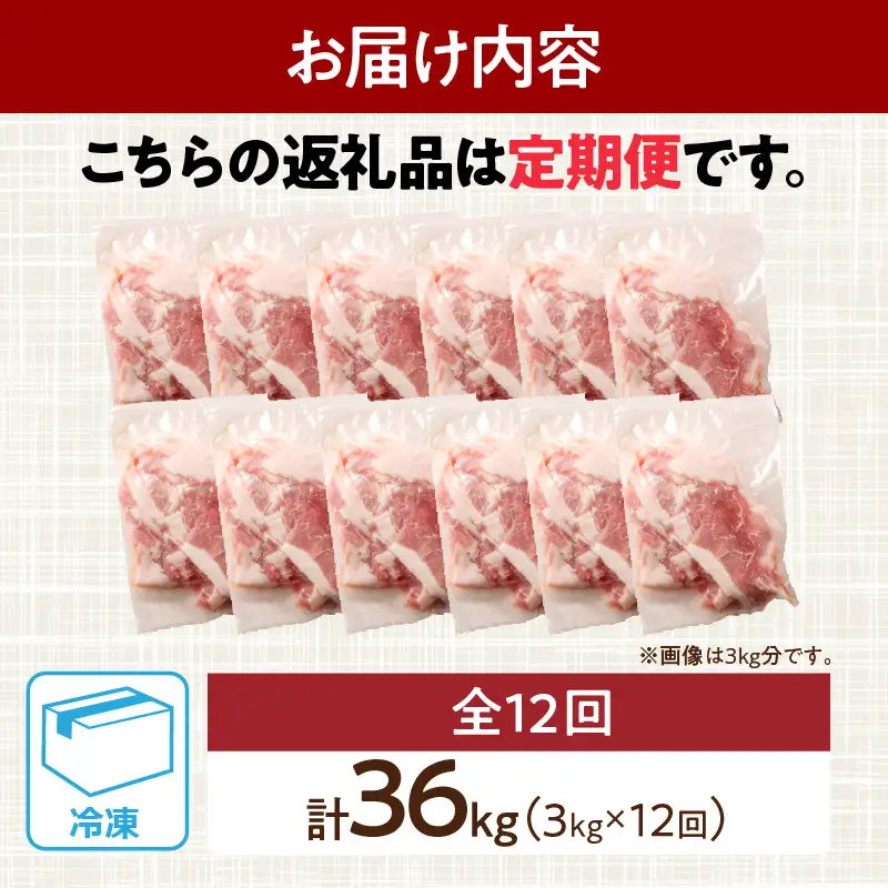 数量限定 12か月 お楽しみ 定期便 小分けで便利 豚 切り落とし 総重量36kg お肉 豚肉 国産 小分け 真空パック 個包装 万能食材 おすすめ おかず 食品 お弁当 豚丼 しゃぶしゃぶ お祝い 記念日 宮崎県 日南市 送料無料_SH1-24