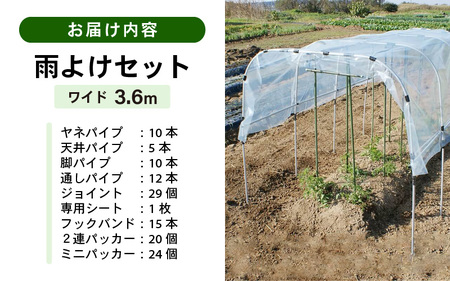 daim 組立かんたん雨よけセット ワイド3.6m 組み立て簡単！ 【雨よけ トマト ナス なす ぶどう 棚 畑 雨除け 透明シート セット ビニール ハウス シート 雨除けシート 風よけ 風除け 鳥よけ 鳥よけシート 野菜 栽培 ビニールハウス 家庭菜園】 [D-18410]