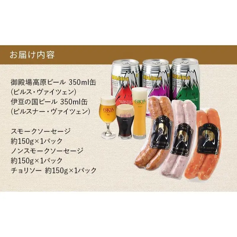 御殿場高原ビール3種＆オリジナルソーセージセット ビール ソーセージ チョリソー 詰め合わせ セット 静岡 裾野市