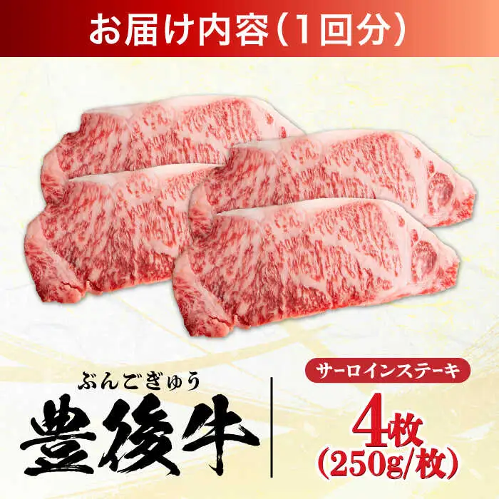 【全6回定期便】おおいた豊後牛 サーロインステーキ 1kg (250g×4枚) サーロインステーキ[AREI060]