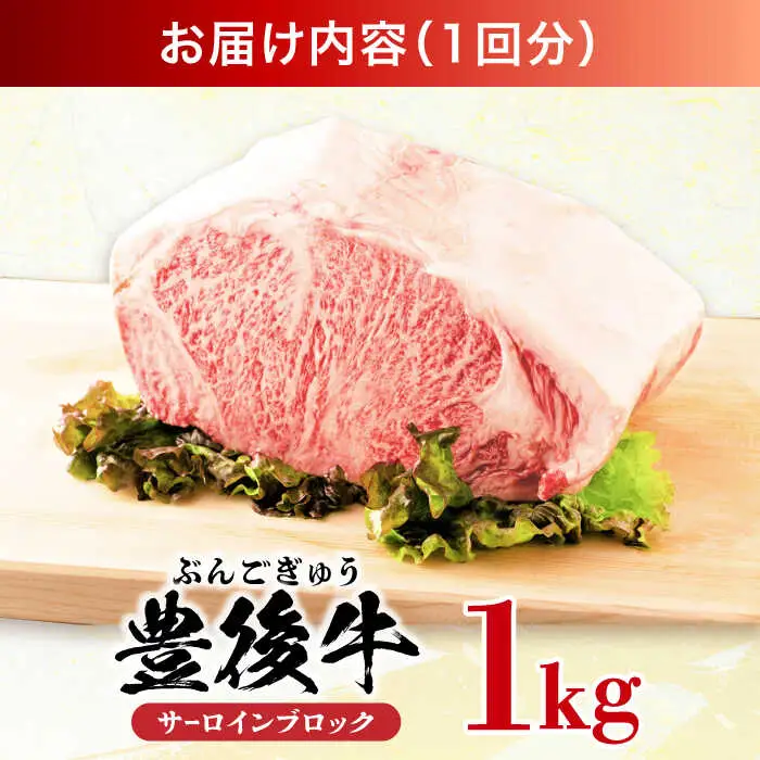 【全6回定期便】【厳選部位】おおいた豊後牛 サーロイン ブロック 1kg 日田市 黒毛和牛 牛肉 サーロイン 豊後牛 サーロインブロック [AREI105]