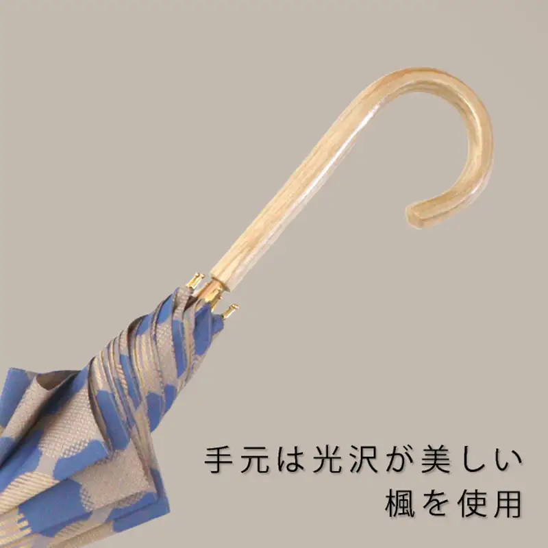 【槙田商店】晴雨兼用長傘　ノルディック　ドットコラージュ　ブルー