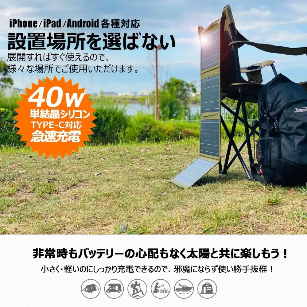 【ふるなびWEEK対象】【防災セット-1】40Wソーラーパネル ポータブル電源 小型 太陽光パネル 軽量 QC3.0 アウトドア 停電対策 キャンプ 蓄電池 太陽光発電 TYH-B4W SPI-200AT